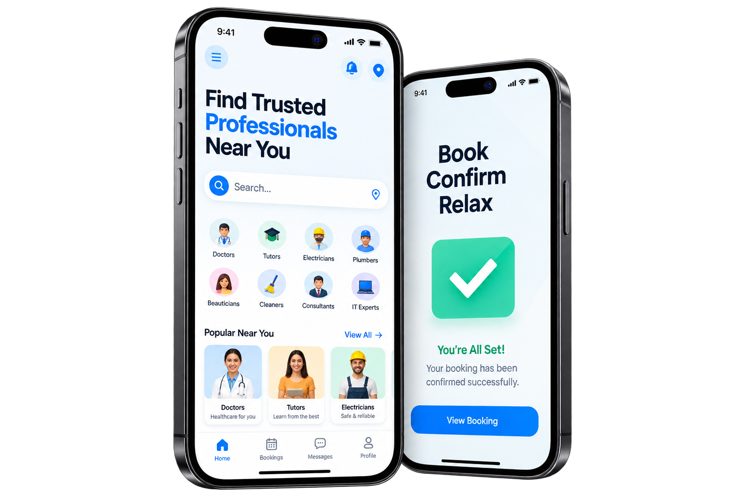 BookMyProfessional Mobile Application Mockup